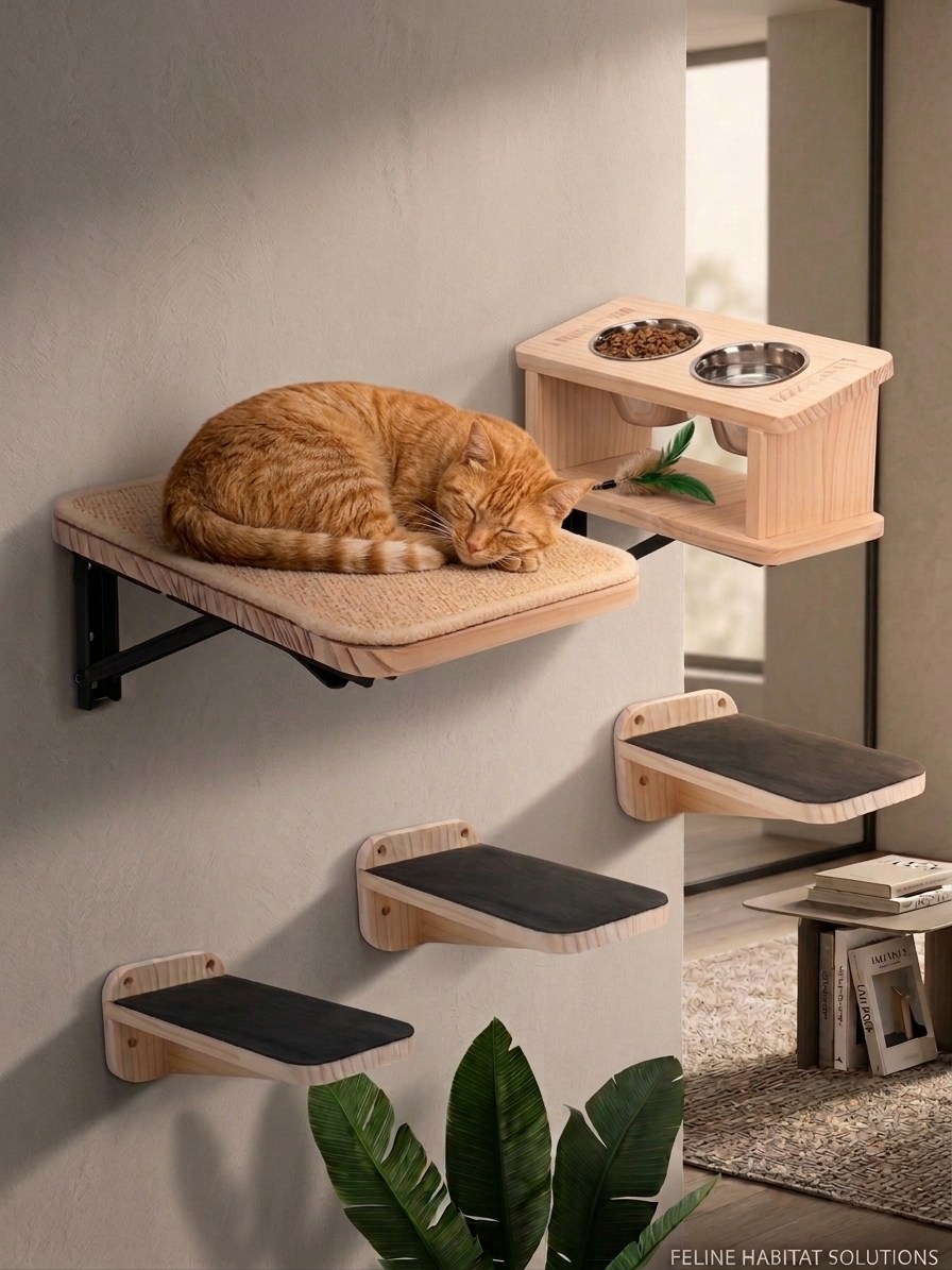 The Sky-High Haven: Premium Wall-Mounted Cat Playground