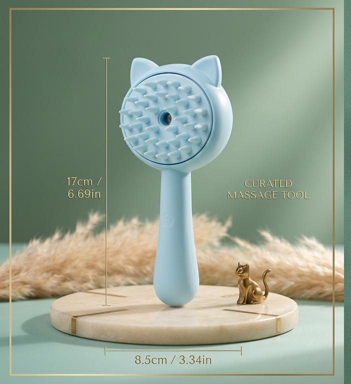 3-in-1 Steamy Cat Brush - Ultimate Grooming & Massage Tool