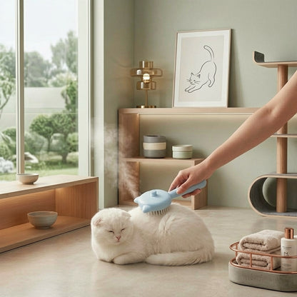 3-in-1 Steamy Cat Brush - Ultimate Grooming & Massage Tool